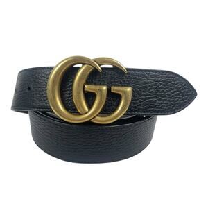 Gucci Double GG Reversible Leather Belt Black Brown Size 115/ 46